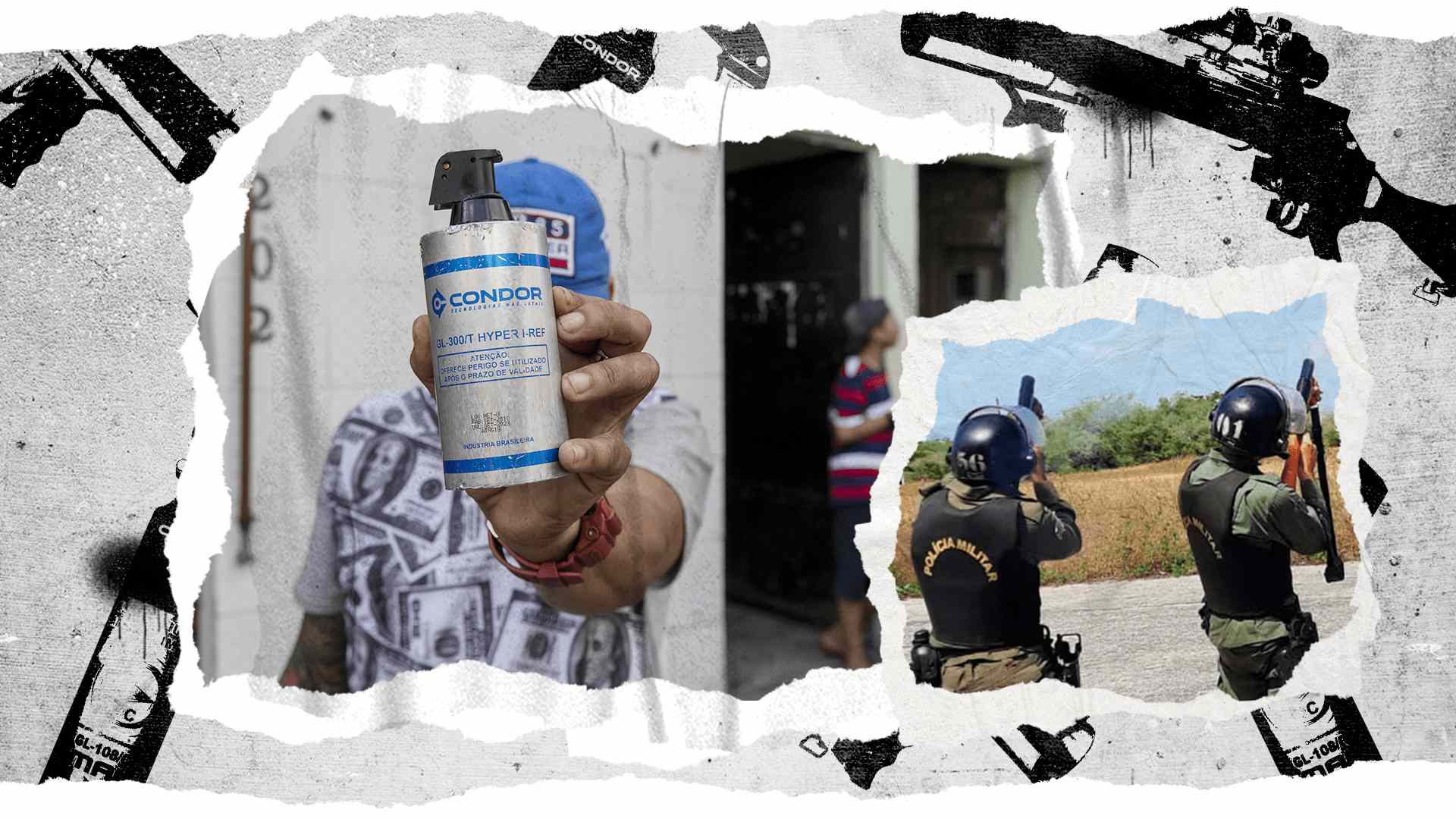 Vecinos de Paraisópolis, en São Paulo, muestran latas de una granada Cóndor utilizadas durante la acción policial que dejó varios muertos y heridos en una fiesta funk comunitaria | Foto: Adriano Vizoni-Folhapress